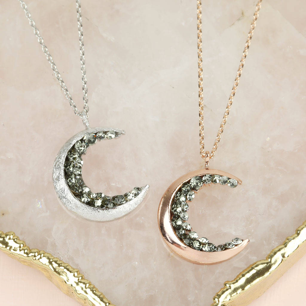 Crystal Crescent Moon Necklace By Lisa Angel | Notonthehighstreet.com