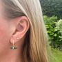 The T Bar Green Onyx Hoop Earrings, Gold Plated, thumbnail 2 of 7