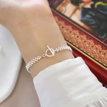 Loriana Silver Beads Charm Lock Key Gift Bracelet, 4 of 5