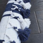 Navy And White Stripe Cotton Dhurrie Rug, thumbnail 3 of 4