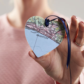 Personalised Wooden Heart Map Decoration, 3 of 5