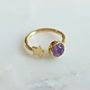 Gold Plated Star And Birthstone Adjustable Ring, thumbnail 4 of 10