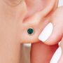 Yellow Gold Plated May Emerald Birthstone Stud Earrings, thumbnail 2 of 8