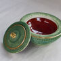 Handmade Green Porcelain Chattered Lidded Pot 24 C Gold, thumbnail 2 of 5