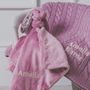 Personalised Pink Cable Blanket And Comforter Gift Set, thumbnail 1 of 8