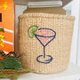 Cocktail Embroidered Woven Storage Basket, thumbnail 1 of 5