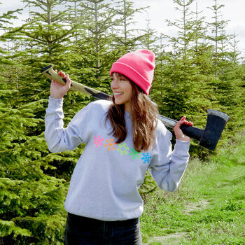 Neon Rainbow Snowflakes Christmas Sweatshirt Jumper, 2 of 7