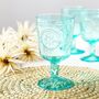 Blue Floral Goblet Wine Glass, thumbnail 1 of 3