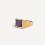 Gold Men's Purple Sugilite Gemstone Square Signet Ring, thumbnail 10 of 11