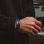 Men's Black Adjustable Leather Bracelet Single Clasp, thumbnail 6 of 7