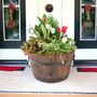 Festive Wooden Barrel Planter 30cm Seasonal Outdoor Display, thumbnail 1 of 2