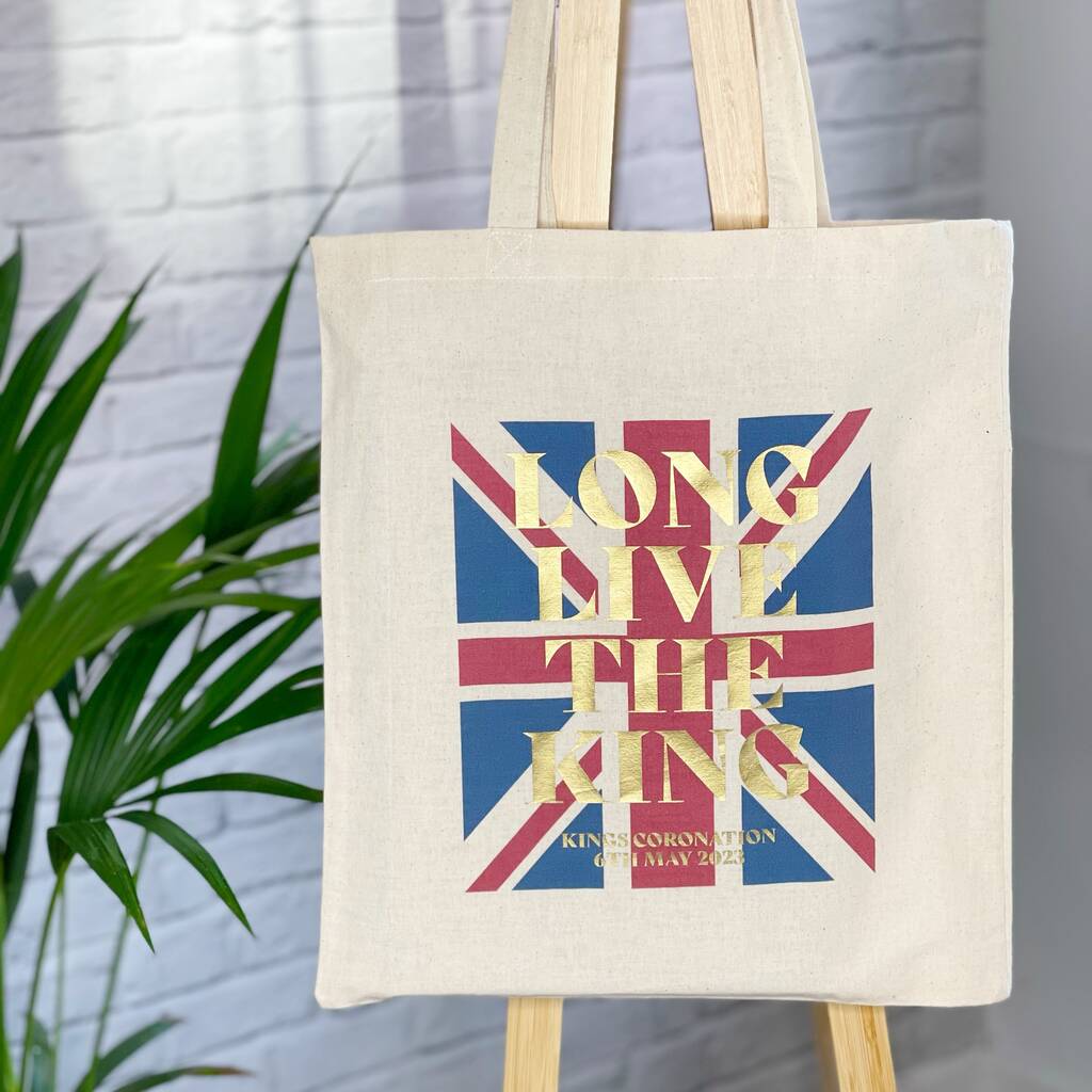 Long The Live The King Union Jack Coronation Tote Bag, 1 of 2