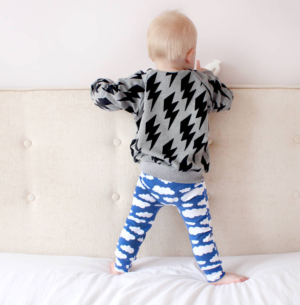 blue cloud child and baby leggings by fred & noah