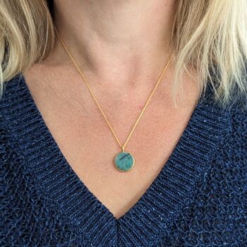 The Circle Emerald May Birthstone Necklace, Gold, 2 of 7