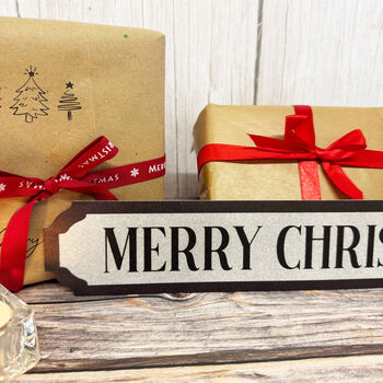 Silver Glitter Merry Christmas Road Sign Decor, 5 of 5