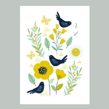 Blackbirds A4 Art Print, 3 of 5