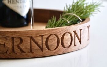 Personalised Round Oak Butlers Tray, 7 of 7