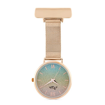 Annie Apple Glitter Rainbow Rose Gold Silver Fob Watch, 4 of 4