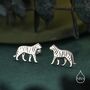 Sterling Silver Tiny Tiger Stud Earrings, thumbnail 1 of 12