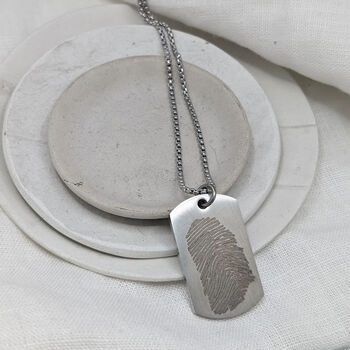 Fingerprint Dog Tag Stainless Steel Necklace, 3 of 7