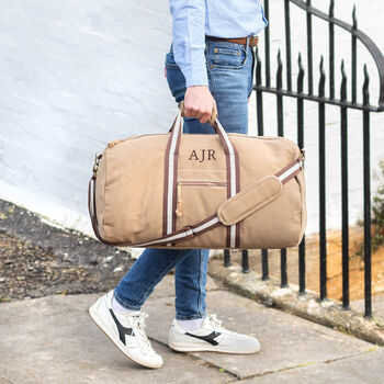 Personalised Canvas Holdall Bag With Shoulder Strap, 3 of 8