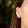 Inky Forget Me Not Birch Climber Stud Earrings, thumbnail 5 of 12