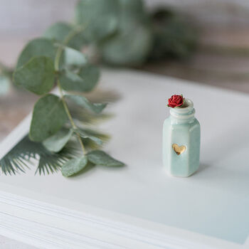 Porcelain Bottle With A Gold Heart And Red Rose, 10 of 12