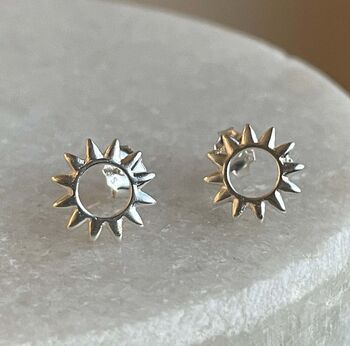 Sterling Silver Sun Studs, 6 of 8