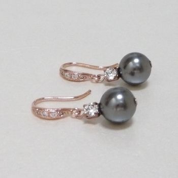 Rose Gold Plated Rhinestone And Pearl Hook Earrings, 2 of 5