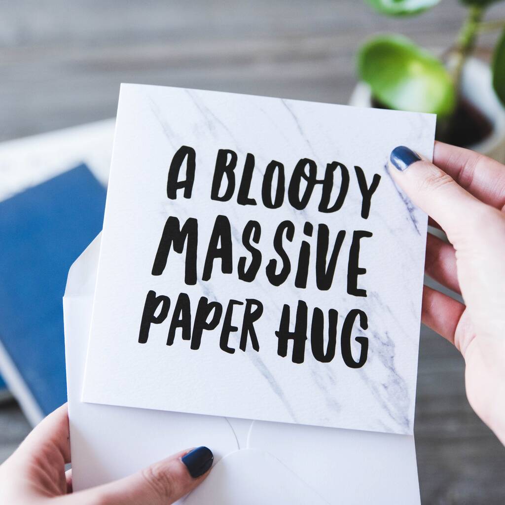 'Bloody Massive Paper Hug' Thinking Of You Card, 1 of 3
