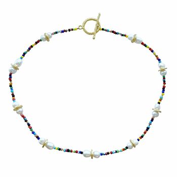 Rainbow Pearl Beaded Necklace, 3 of 4
