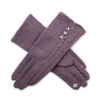Merino Wool Touch Screen Gloves With Tartan Buttons, 3 of 7