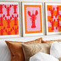 Lobster Repeat Colourful Art Print, thumbnail 3 of 3