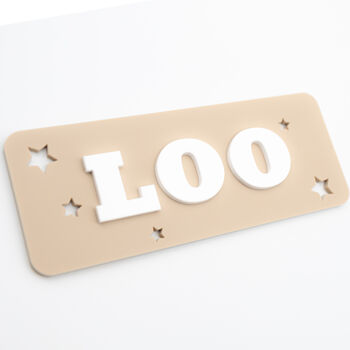 Bathroom Toilet “Loo” Door Sign – Beige And White Acrylic, 15 X 5cm, 2 of 6