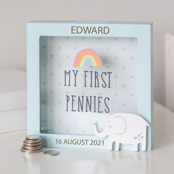 Personalised 'My First Pennies' Money Box, 3 of 6