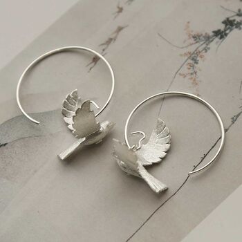 Sterling Silver Flying Bird Hoops, 6 of 7