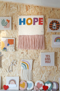 Multicoloured 'Hope' Punch Needle Wall Art, 2 of 5