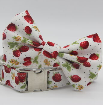 White Strawberry Dog Bow Tie, 8 of 10