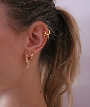 18ct Gold Plated Double Drop Helix Hoop, 10 of 10