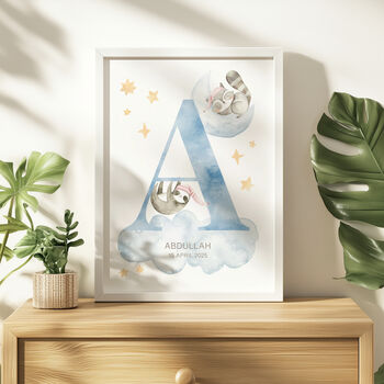 Personalised Sleeping Animals Nursery Print | New Baby Gift, 3 of 7
