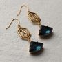 Art Deco Navy Blue Earrings With Connector, thumbnail 1 of 5