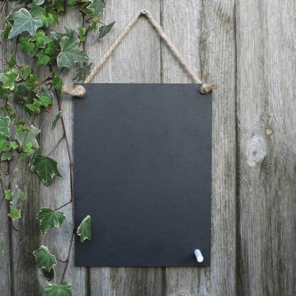 A Rectangular Chalk Board Made From Recycled Packaging, 1 of 2