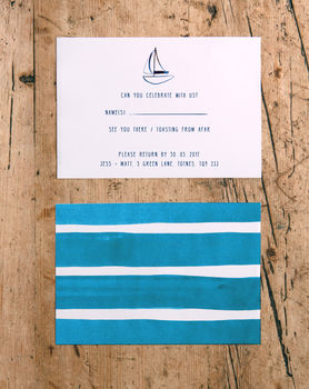 Nautical Sailing Beach Wedding RSVP Cards, 3 of 4