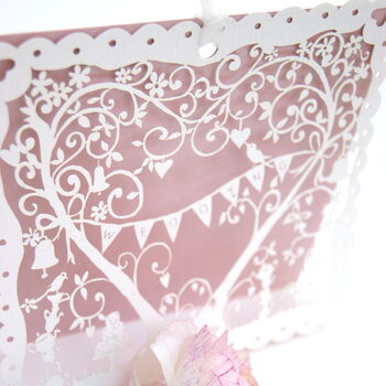 Whimsical Heart Garden Wedding Laser Cut Card, 2 of 6