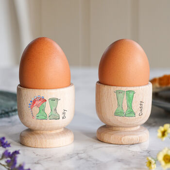 Personalised Daddy And Me Wooden Egg Cups, 2 of 4