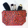 Coral Leopard Print Washable Wash Bag Or Makeup Bag, thumbnail 8 of 12