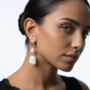 Shinju 18 K Gold Plated Square Pearl Earrings, thumbnail 2 of 5