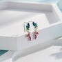 Sterling Silver Rainbow Marquise Cz Cluster Crawler Earrings, thumbnail 3 of 11