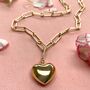 Delight Puffy Heart Gold Plated Long Pendant Necklace, thumbnail 3 of 5