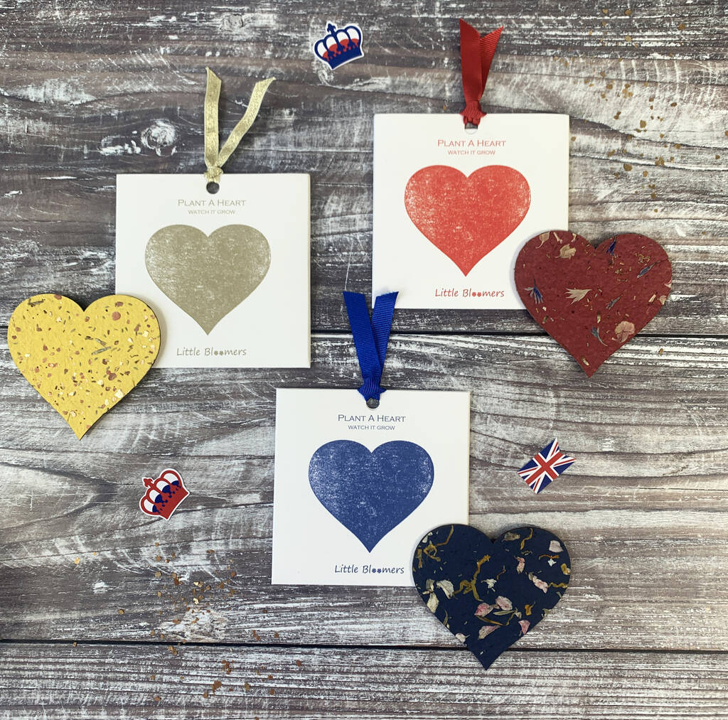Red, Blue And Gold Seed Paper Hearts Set, 1 of 10